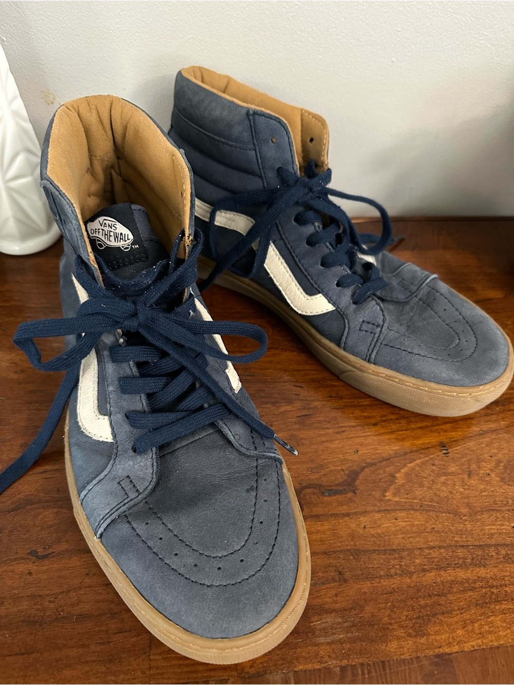 Vans Sk8-Hi Cup Dress Blues Gum Navy and White Suede Men's 8 Discontinued